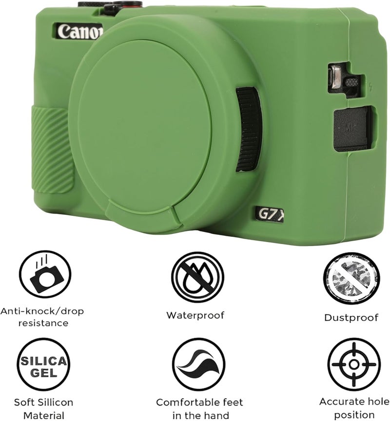 AEXUTDA Case for Canon Powershot G7X Mark III Digital Camera, G7X Mark iii Camera Silicone Case, Anti-Scratch Slim Fit Soft Skin, G7X Mark 3 Accessories with Detachable Lens Cover - Green - Image 3